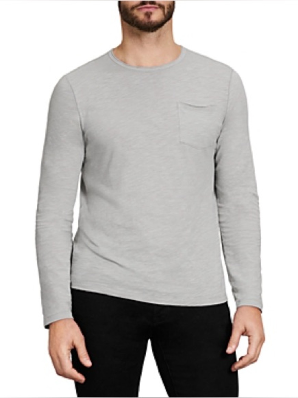 John Varvatos USA Long-Sleeve Slub Cotton Pocket T-Shirt Grey Men’s Size Medium